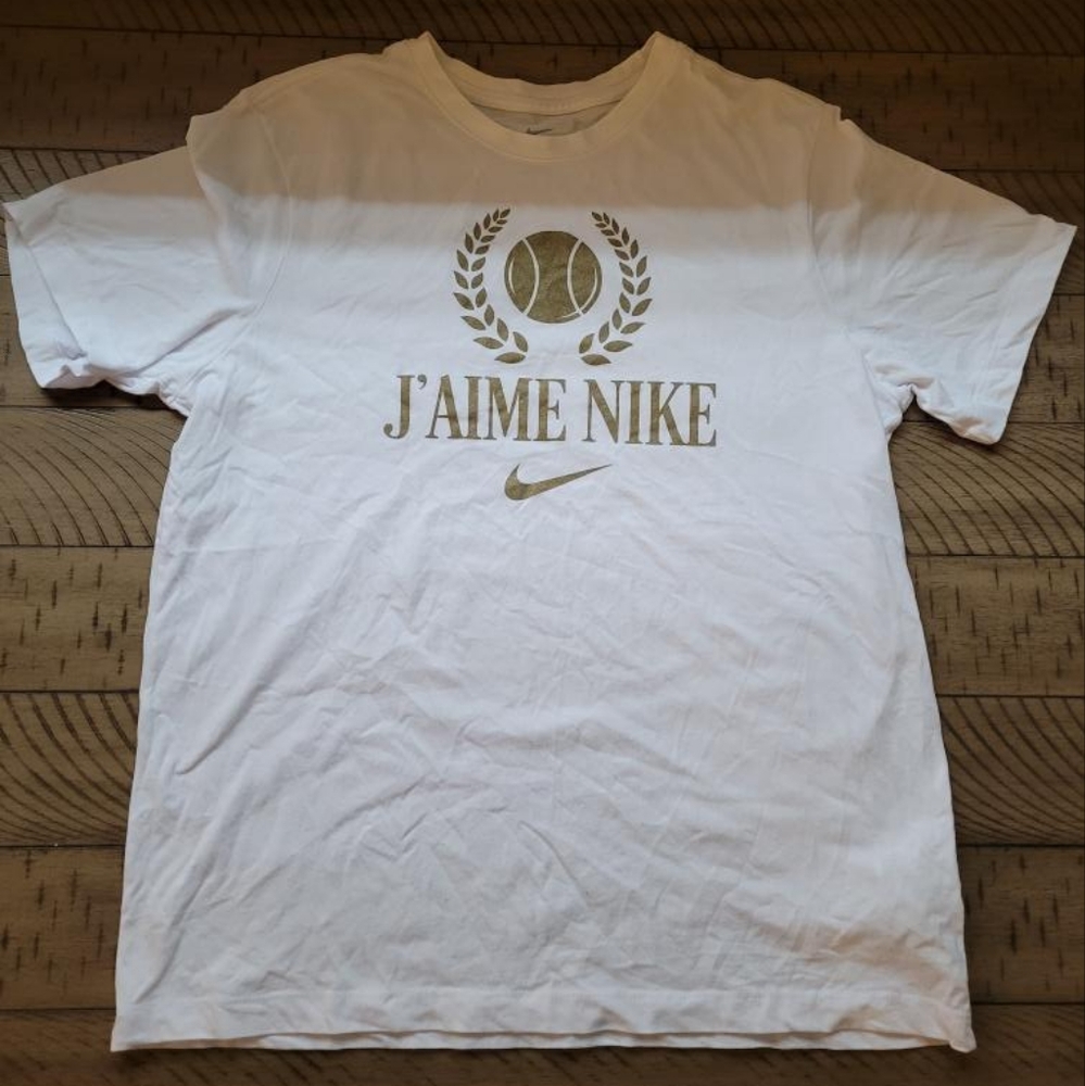 Nike White Dri-FIT J'AIME Tennis T-Shirt Large